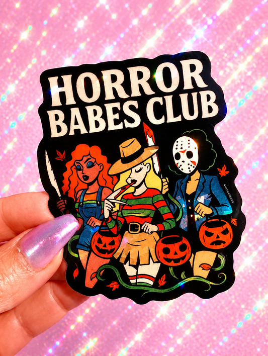Horror Babes Club Sticker – Funny Retro Halloween Slasher Vinyl Sticker
