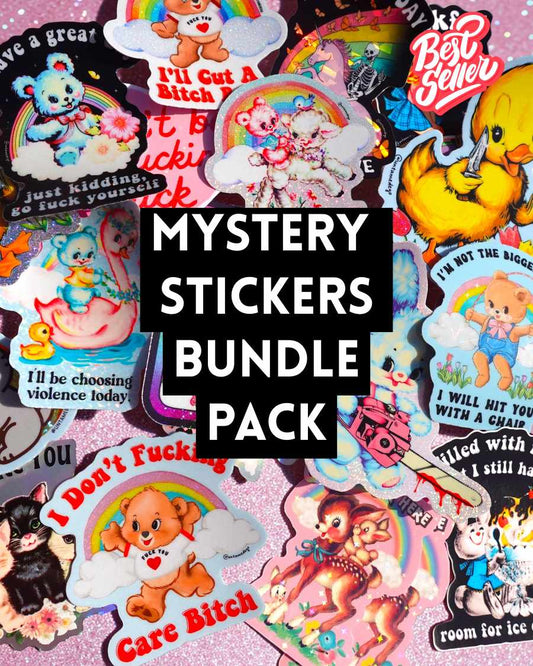 Mystery Unhinged Cute Sticker Pack – Funny Glitter Aesthetic Vinyl Stickers with Sass and Chaos for Laptops, and Water Bottles