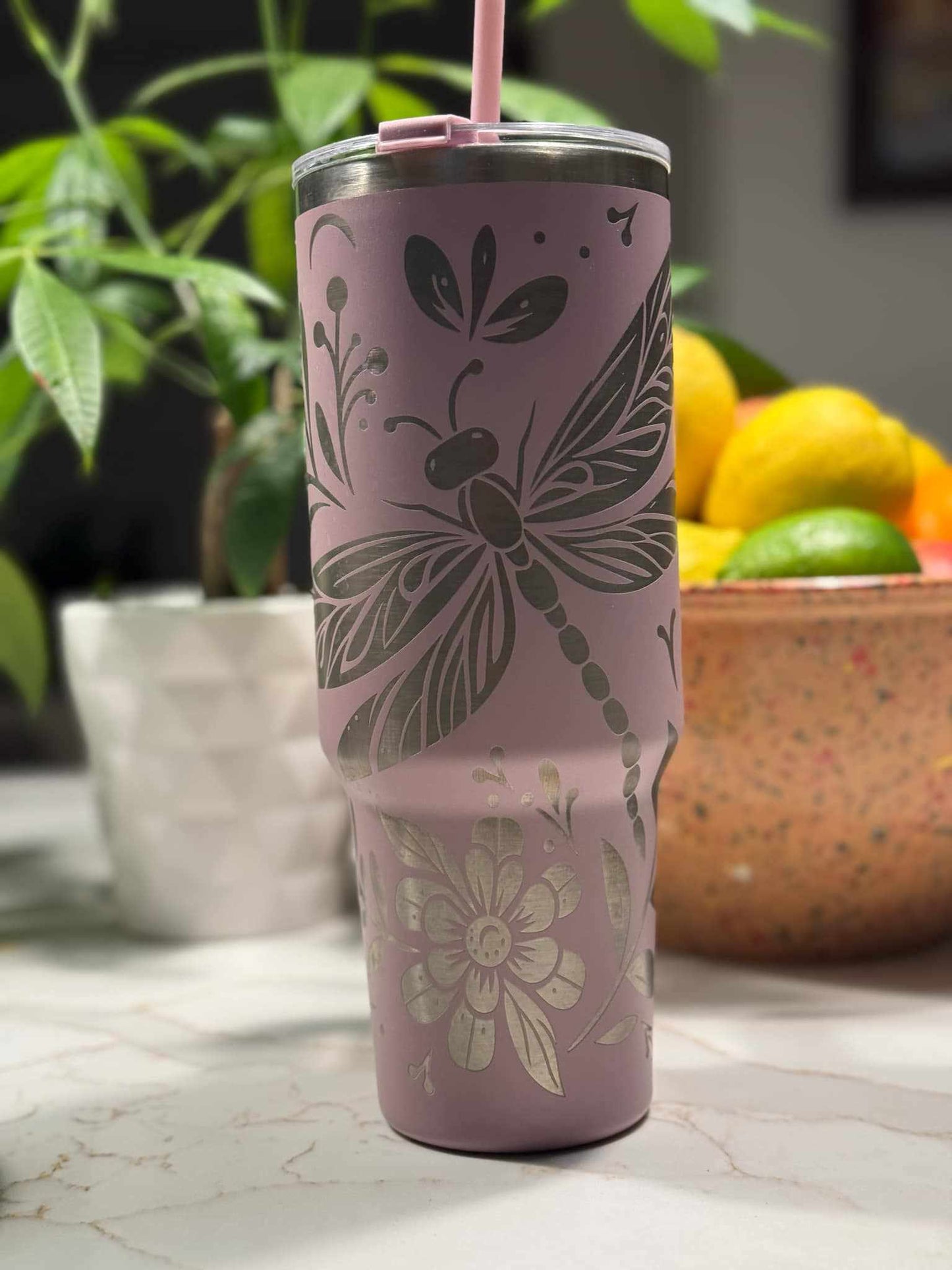 40oz Engraved Dragonfly Tumbler