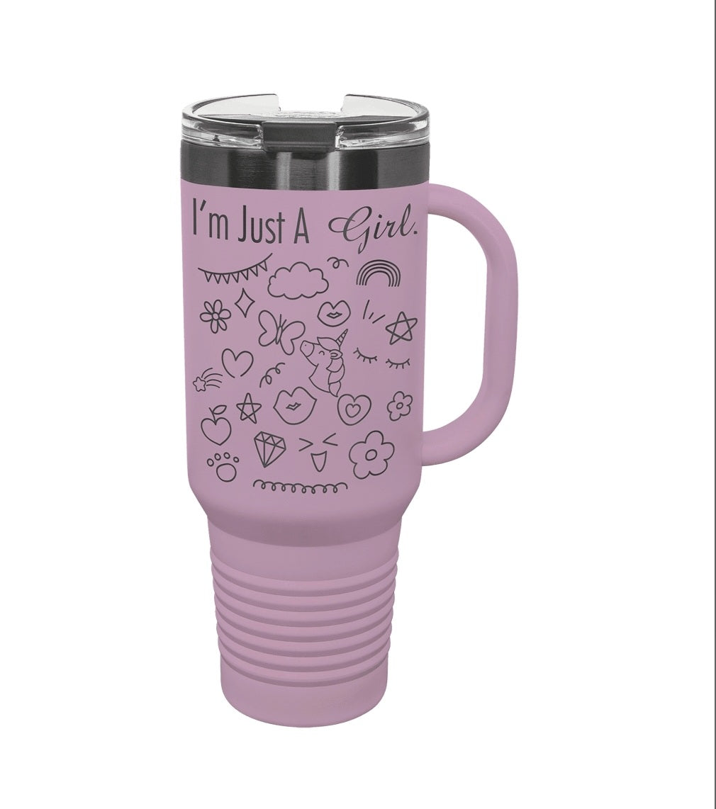 40oz Custom Engraved Travel Mug with Snap Lid & Straw