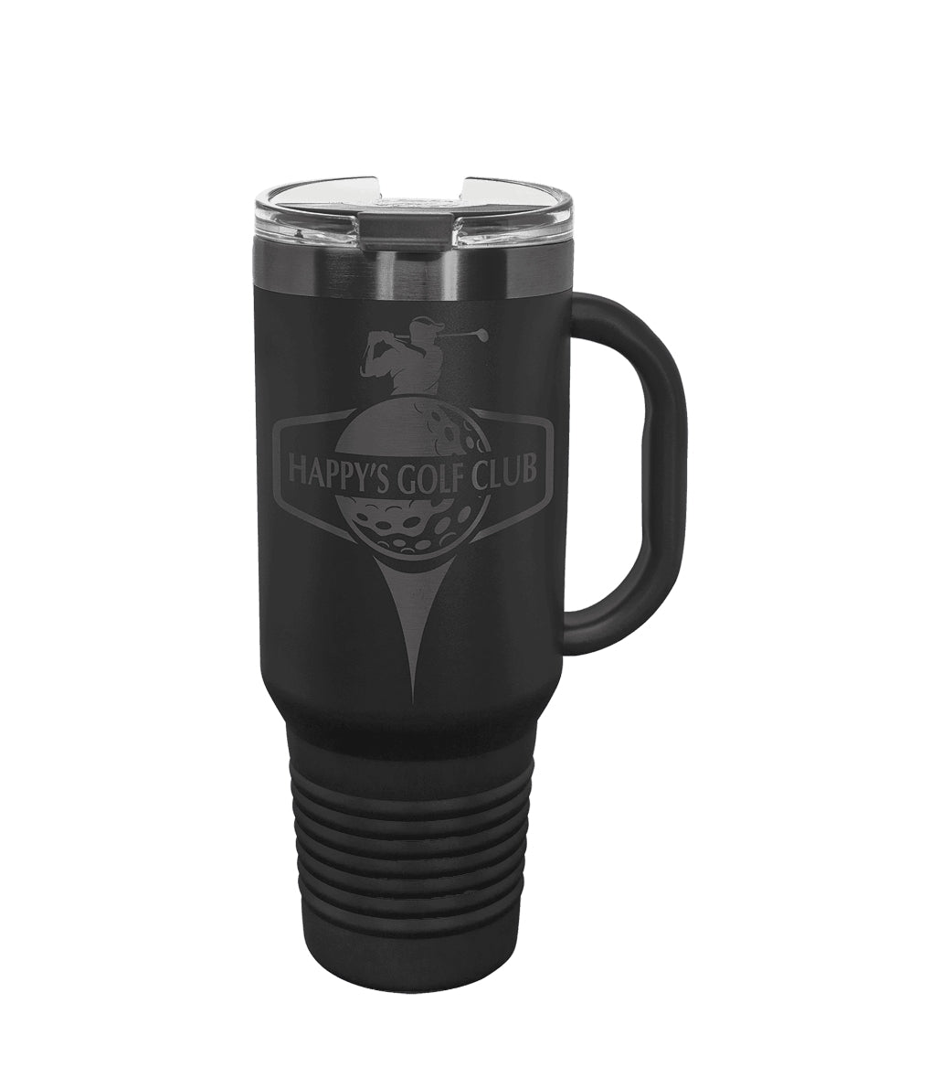 40oz Custom Engraved Travel Mug with Snap Lid & Straw