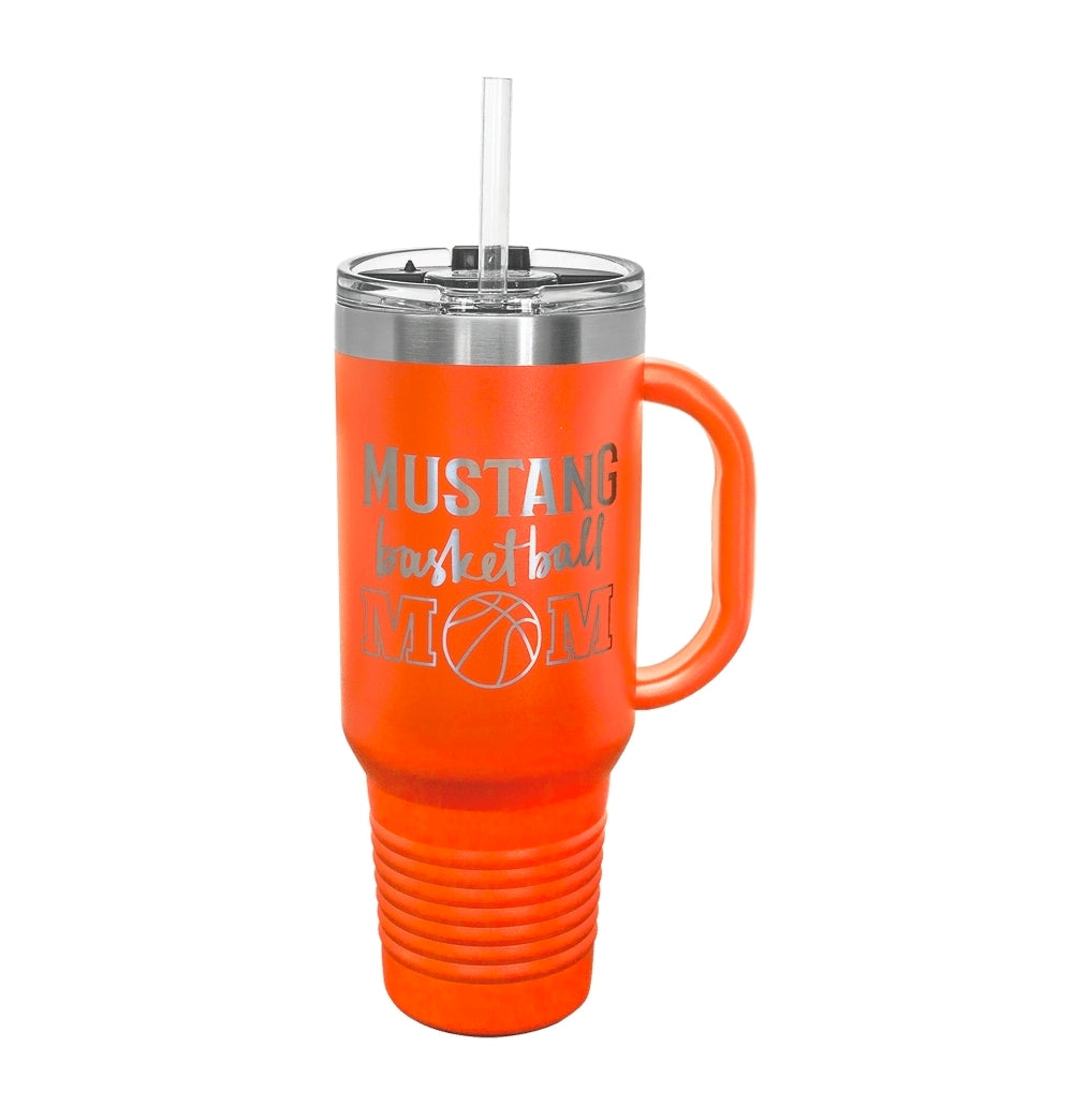40oz Custom Engraved Travel Mug with Snap Lid & Straw