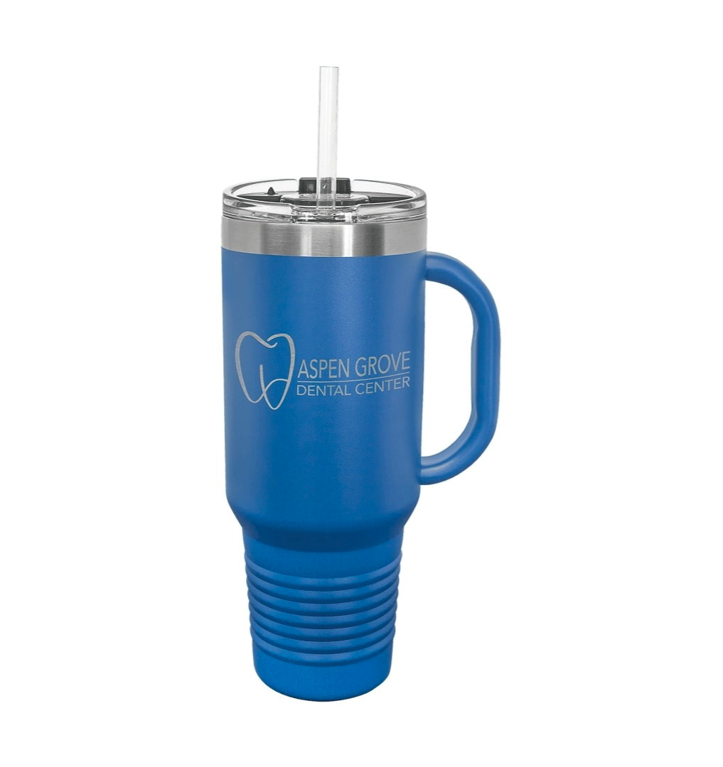 40oz Custom Engraved Travel Mug with Snap Lid & Straw