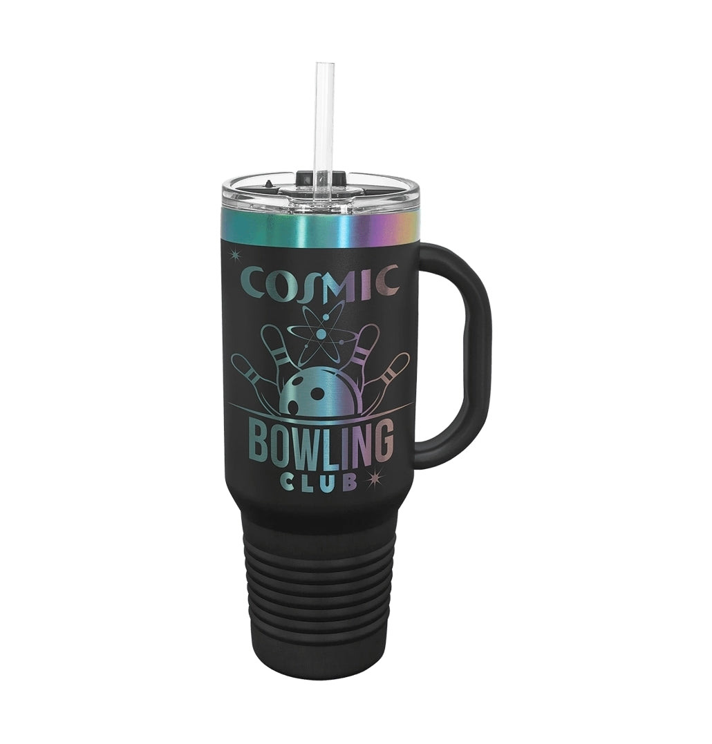 40oz Custom Engraved Travel Mug with Snap Lid & Straw