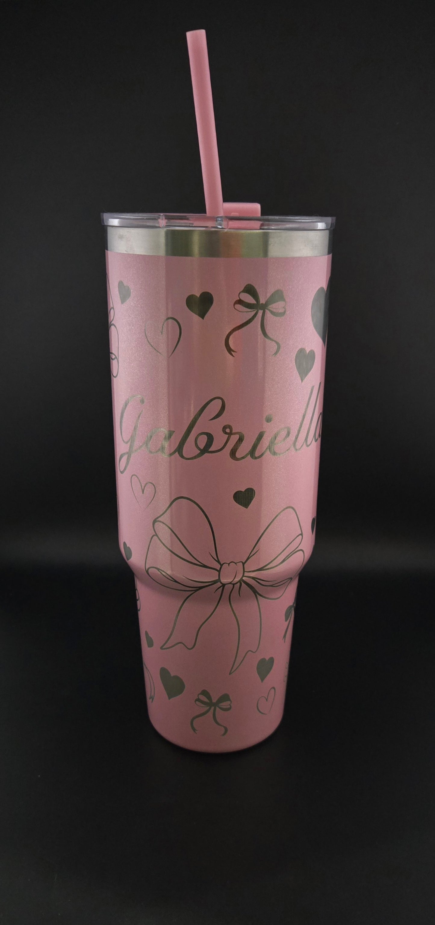 Coquette Hearts and Bows Engraved Tumbler