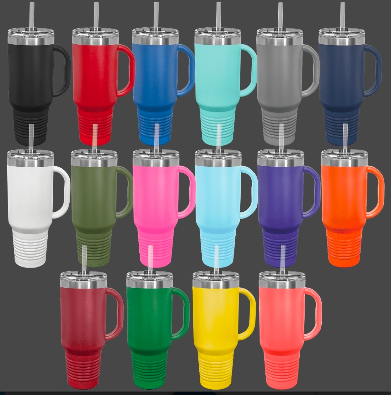 40oz Custom Engraved Travel Mug with Snap Lid & Straw