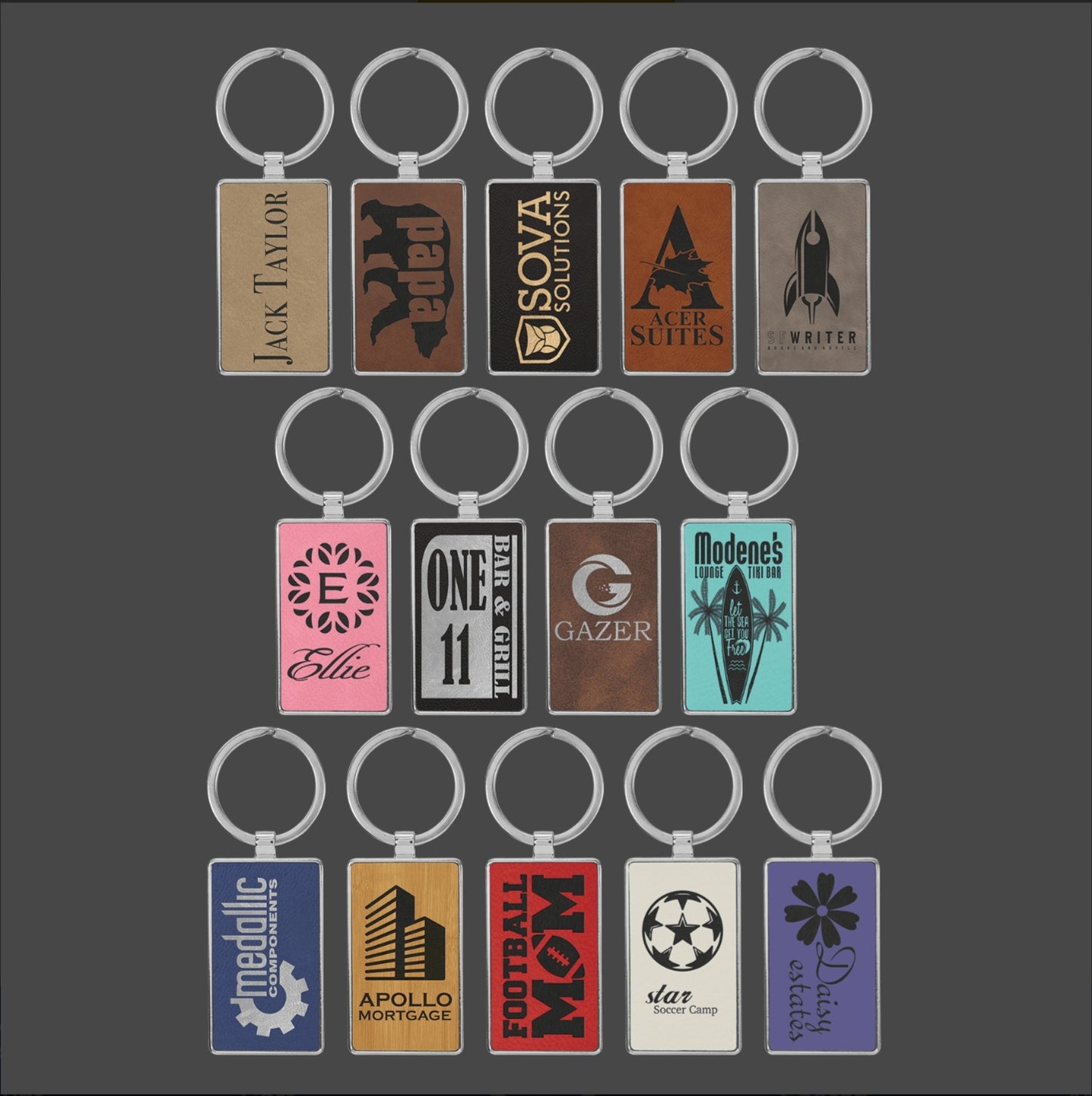 Custom Engraved Leatherette Keychains