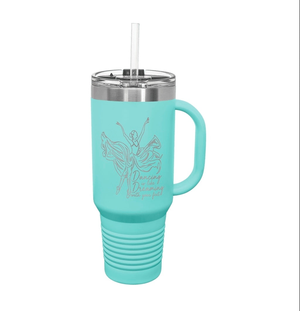 40oz Custom Engraved Travel Mug with Snap Lid & Straw