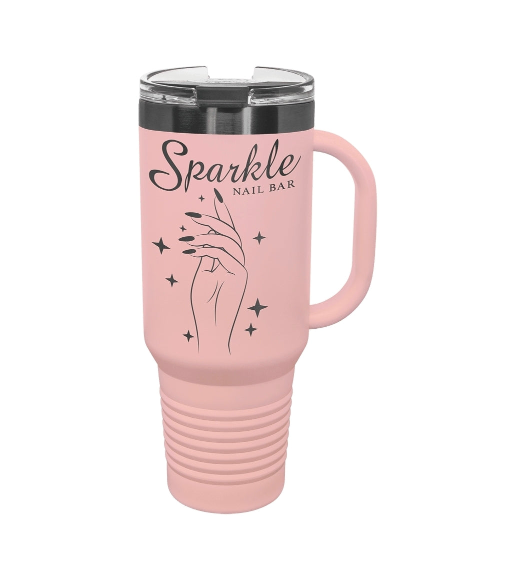 40oz Custom Engraved Travel Mug with Snap Lid & Straw