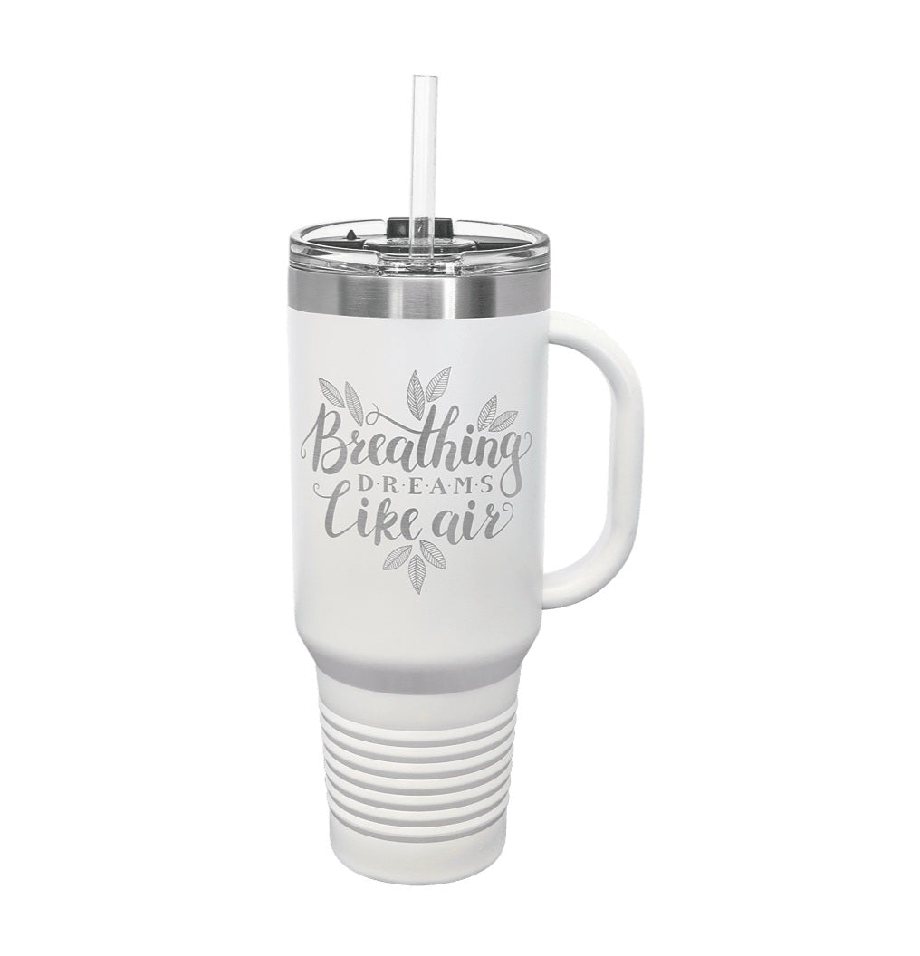 40oz Custom Engraved Travel Mug with Snap Lid & Straw
