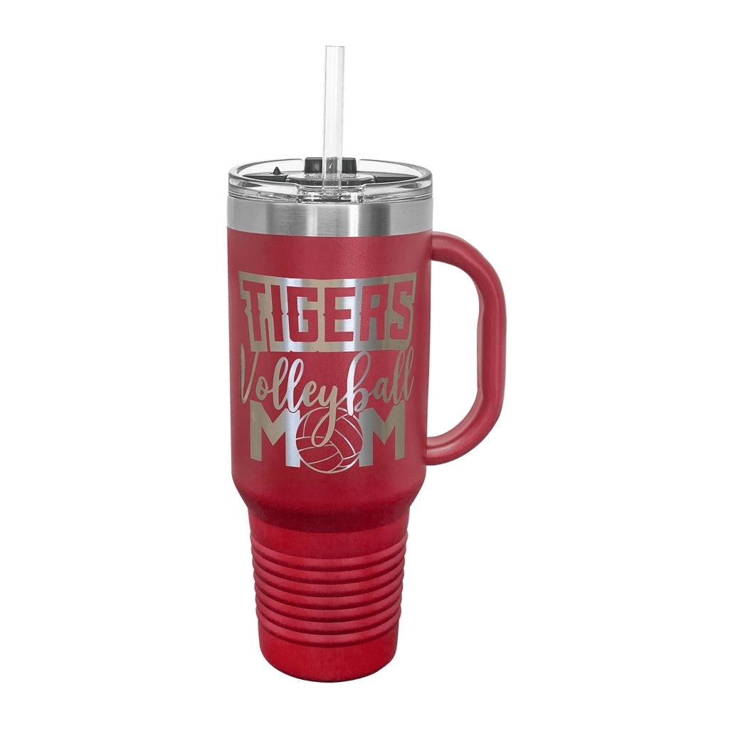 40oz Custom Engraved Travel Mug with Snap Lid & Straw