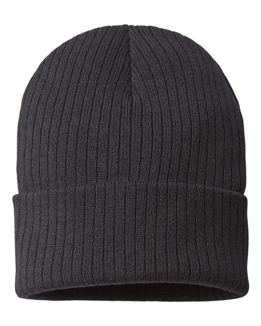 Atlantis Headwear RIO Sustainable Rib Cuffed Beanie — Black