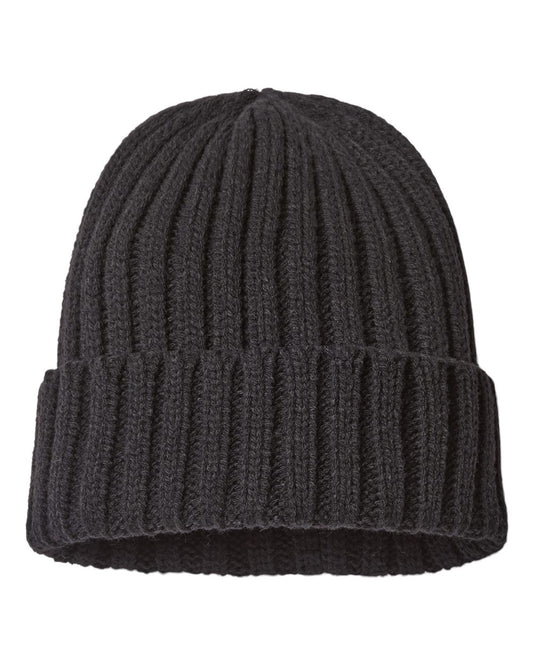Atlantis Headwear SHORE Sustainable Cable Knit Cuffed Beanie — Black