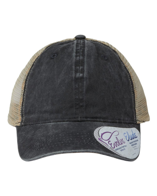 Infinity Her TESS Women's Washed Mesh-Back Cap — Black/ Leopard