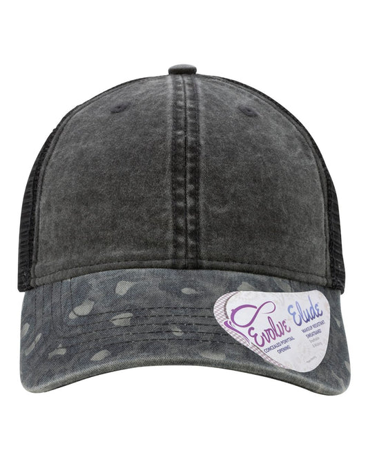 Infinity Her JANET Women's Printed Bill with Mesh Back Cap — Black/ Black Leopard/ Black