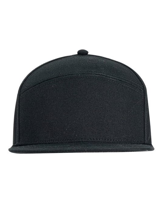 Big Accessories BA709 Hybrid Flat Bill Cap — Black