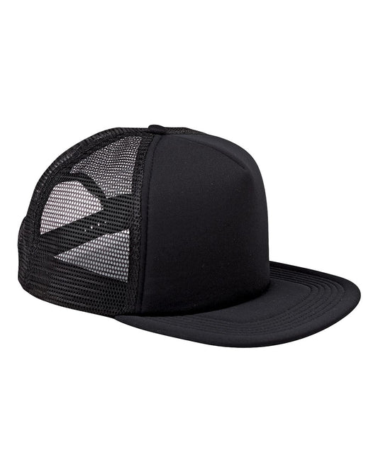 Big Accessories BX030 Foam Front Trucker Cap — Black/ Black