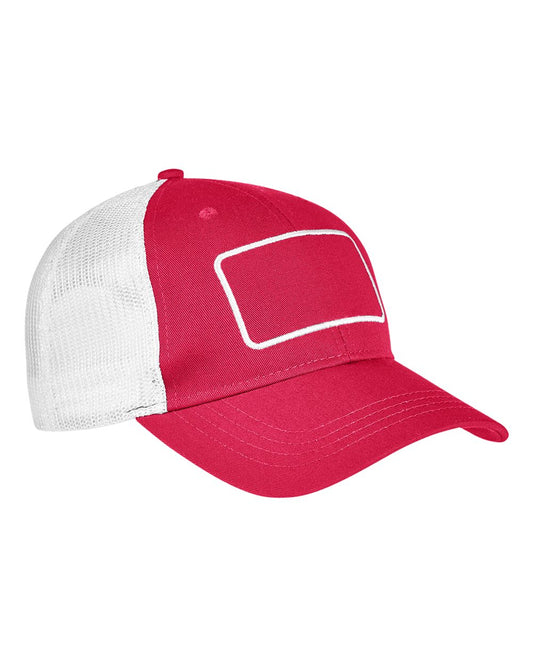 Big Accessories BA656T Patch Trucker Cap — Red/ White/ White