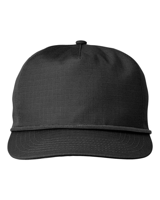 Big Accessories BA699 Lariat Ripstop Cap — Black/ Black Rope