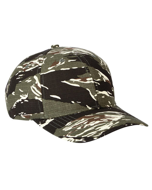Big Accessories BX024 Structured Camo Cap — Ripstop Dark Grey/ Green Camo