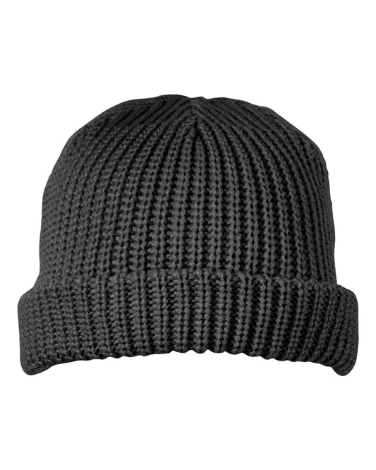 Big Accessories BA698 Dock Cuffed Beanie — Black
