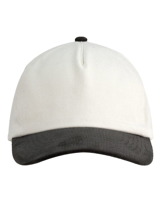Big Accessories BA710 Corduroy Cap — Cream/ Black