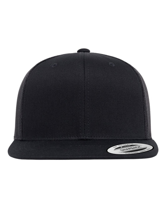 YP Classics 6609 Retro High Profile Trucker Cap — Black