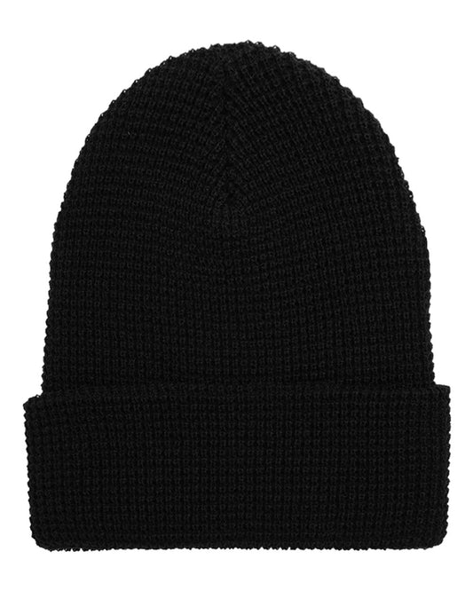 YP Classics 2501KC Waffle Cuffed Knit Beanie — Black