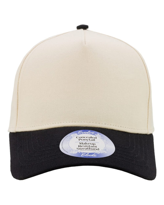 Infinity Her COLBIE Women's Two-Tone Five-Panel Cap — Ivory/ Black/ Leopard Camo