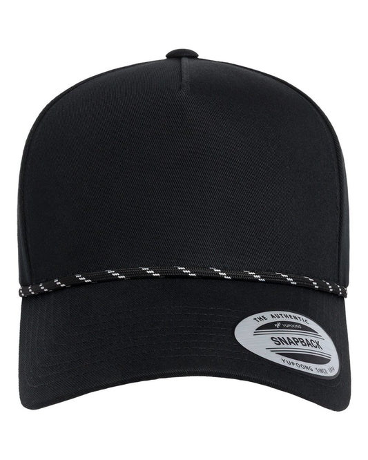 YP Classics 5079BD Retro Cotton Blend Five-Panel Rope Cap — Black