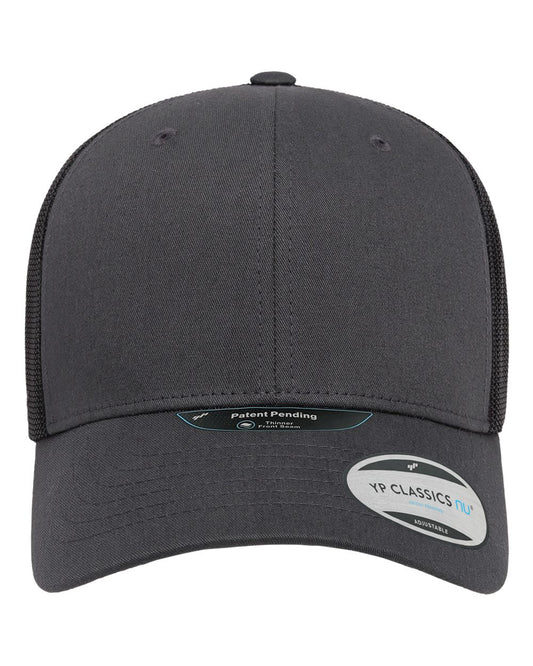 YP Classics 6606NU NU Retro Trucker Cap — Charcoal/ Black