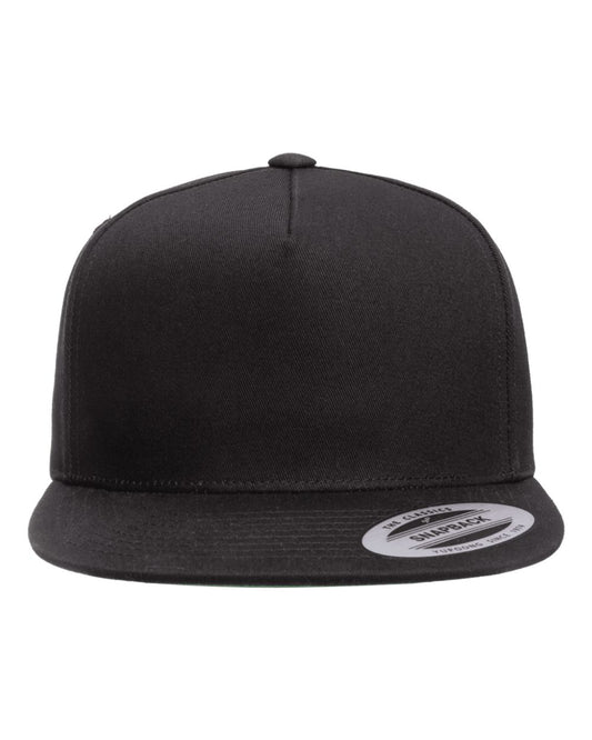 YP Classics 6007 Five-Panel Cotton Twill Snapback Cap — Black