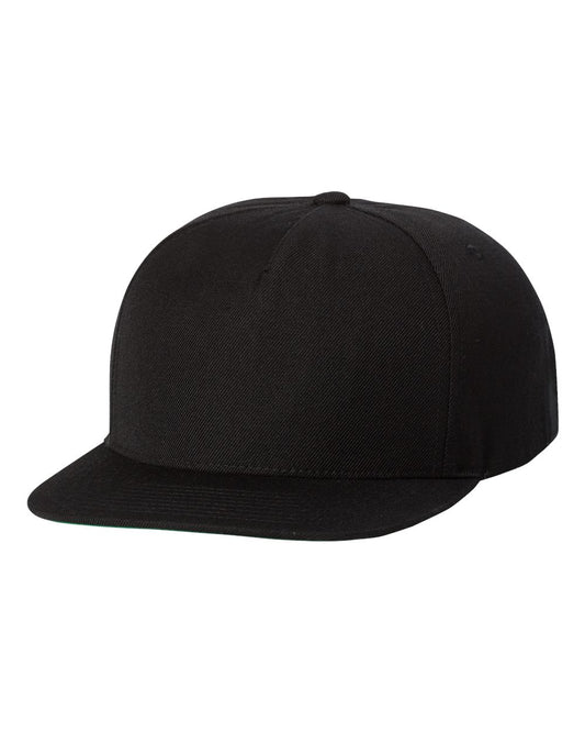 YP Classics 5089M Premium Five-Panel Snapback Cap — Black