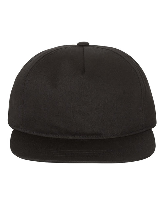 YP Classics 6502 Lightly-Structured Five-Panel Snapback Cap — Black