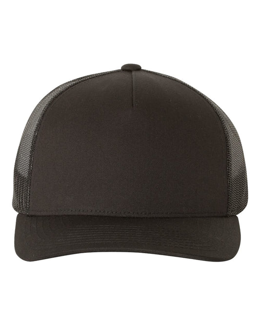 YP Classics 6506 Five-Panel Retro Trucker Cap — Black