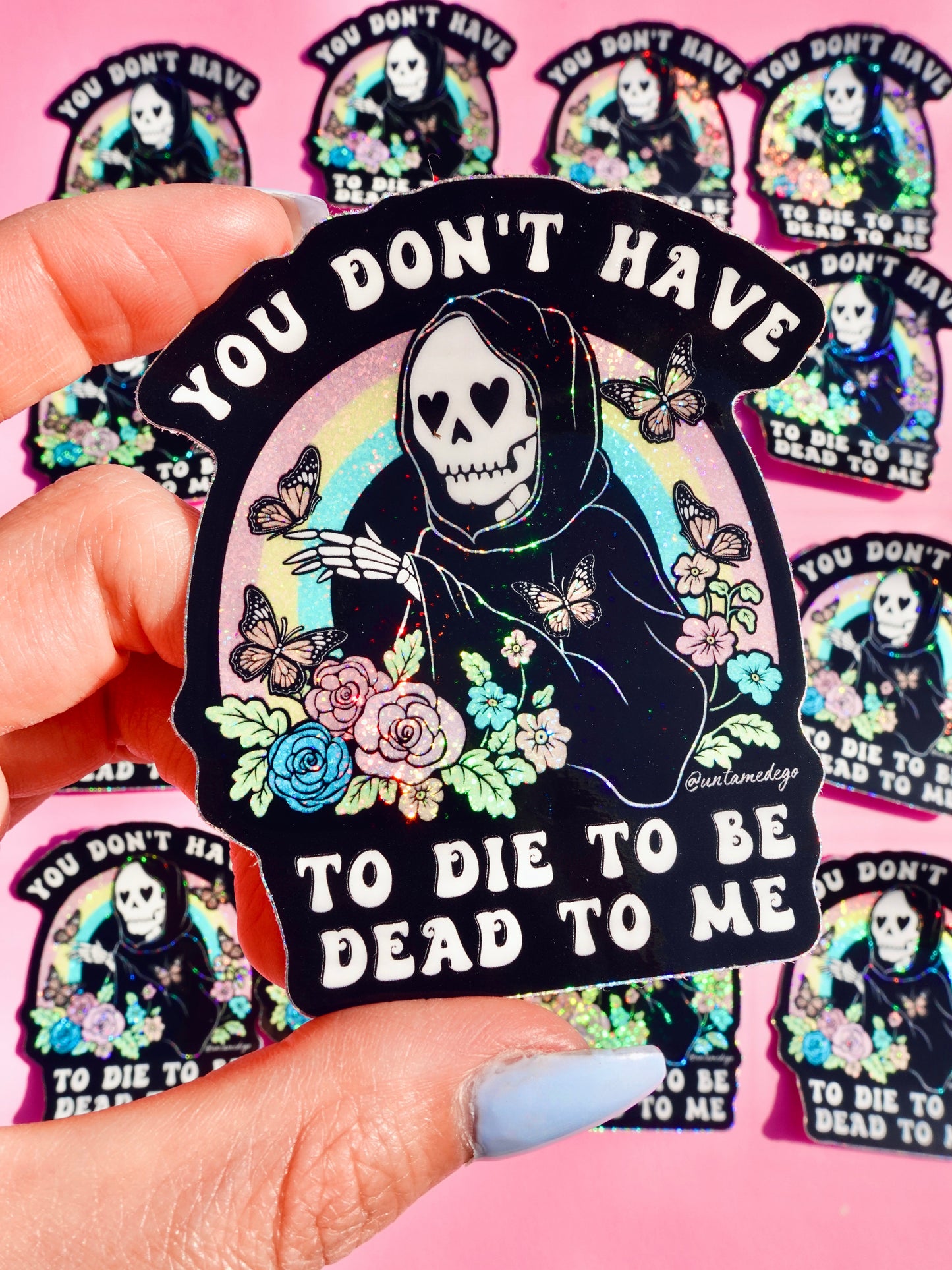 Funny Vinyl Sticker – You Don’t Have to Die – Grim Reaper Waterproof Holographic Decal