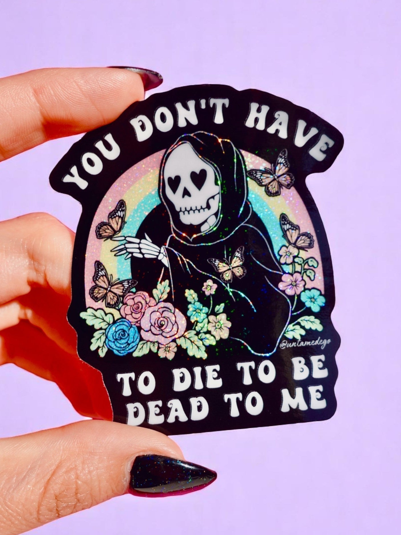 Funny Vinyl Sticker – You Don’t Have to Die – Grim Reaper Waterproof Holographic Decal